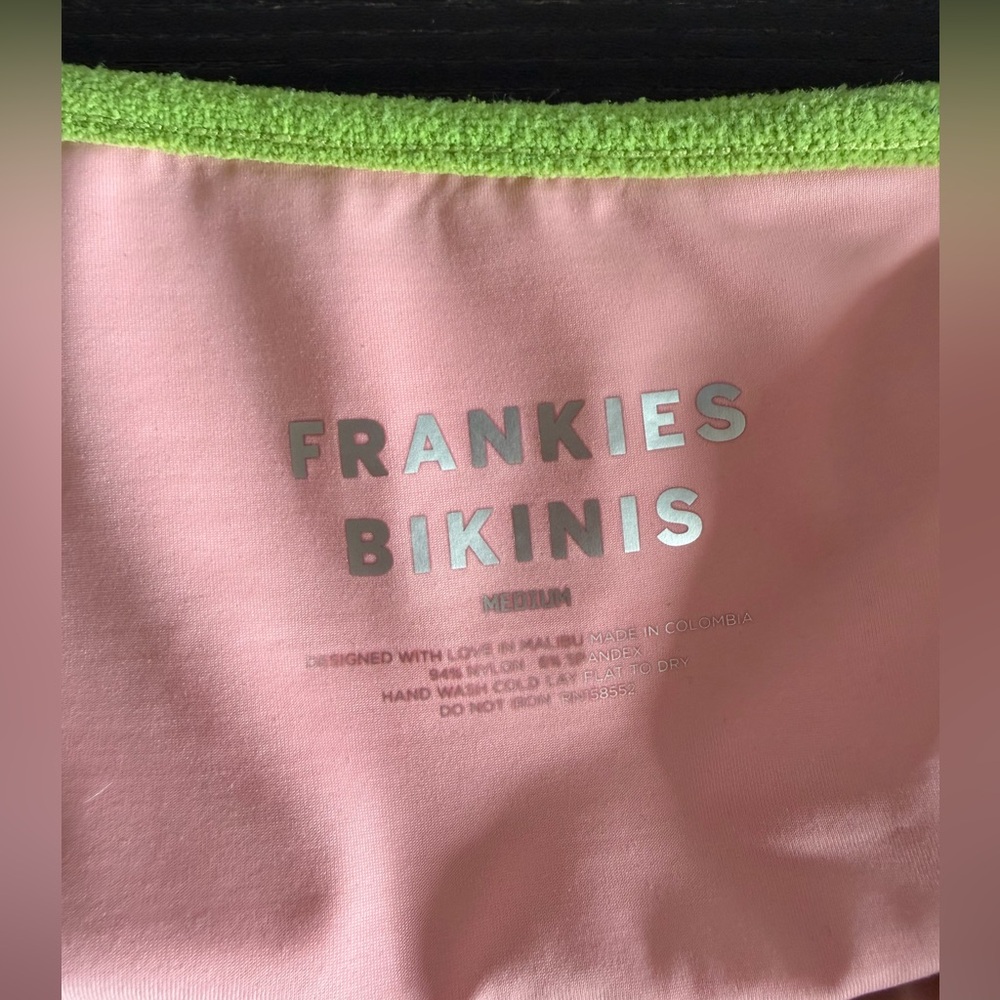 Frankie’s Bikinis Cutout Pink/Green Cash Terry One Piece Swimsuit size Medium - Picture 7 of 7